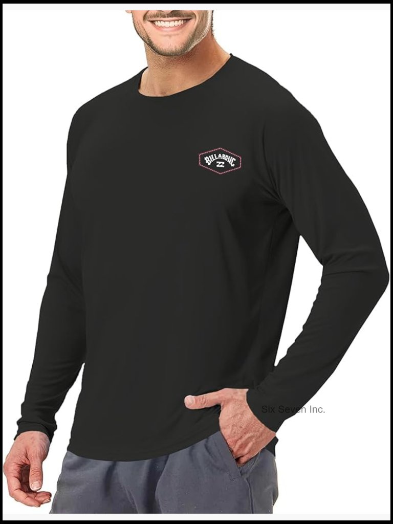 Upf 50+ Sun Protection Long Sleeve Rash Guard For Men Big & Tall Quick Dry